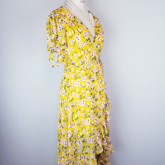 Pretty Summer Yellow High Low True Wrap Dress by Miami + Francesca's NEW w/Tags - Picture 6 of 13
